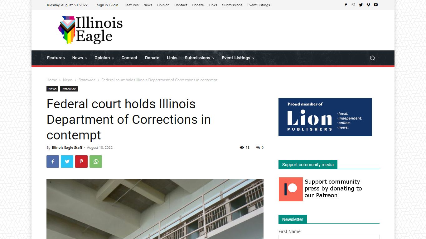 Federal court holds Illinois Department of Corrections in contempt